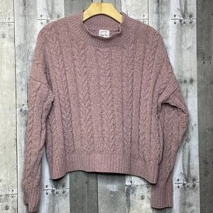 HIPPIE Rose Women’s Long Sleeve‎ Cropped Mock Neck Cable Knit Sweater. XL. GUC